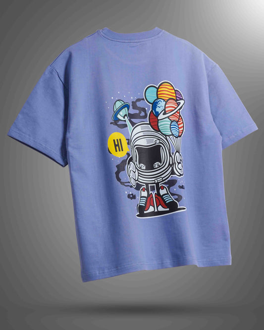 Cute Astro Holding Balloons Oversize T-shirt (Unisex)